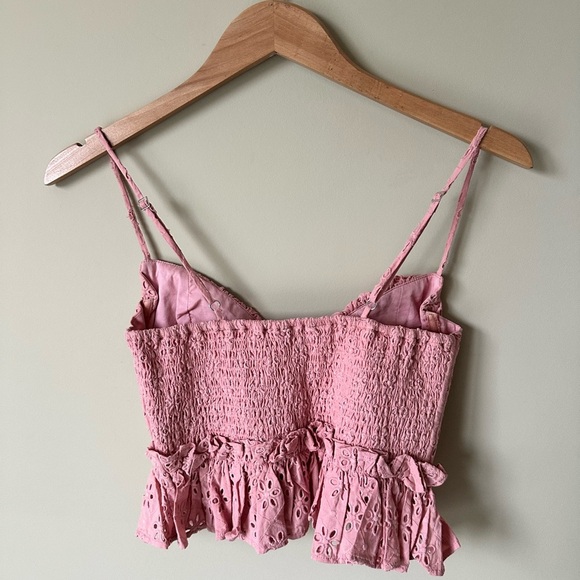 NBD Pink Eyelet Bustier Crop Tank Top Size Medium - Picture 2 of 3